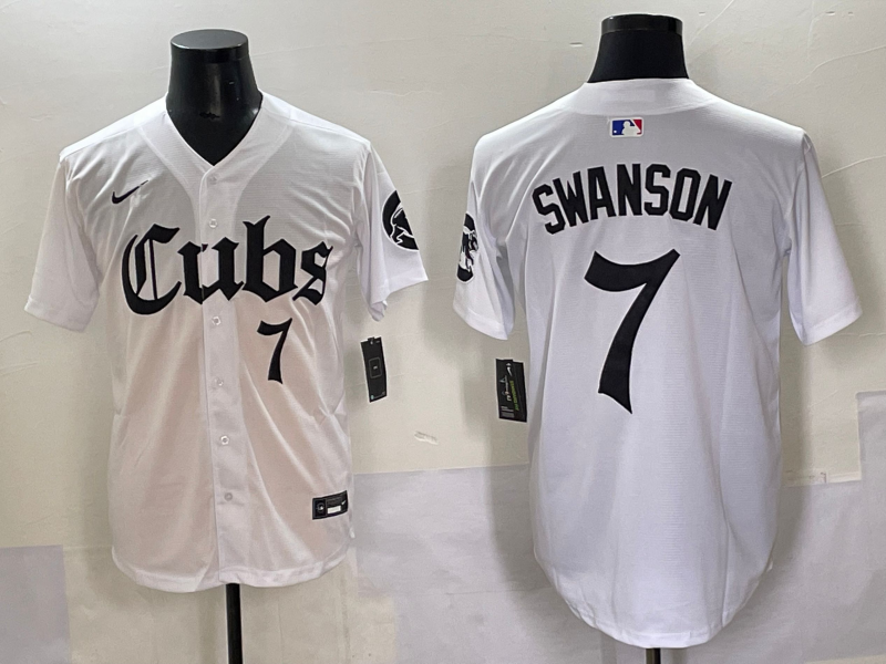 Men's Chicago Cubs Dansby Swanson #7 White Jersey